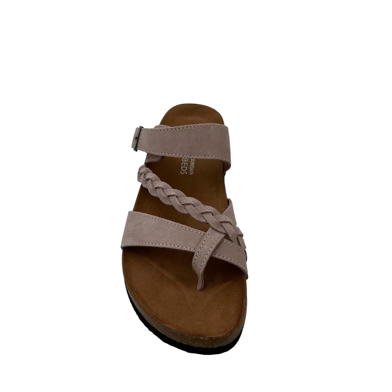 White Mountain Womens Leather Slide Sandals Size 9 Light Lavender Toe Loop Style