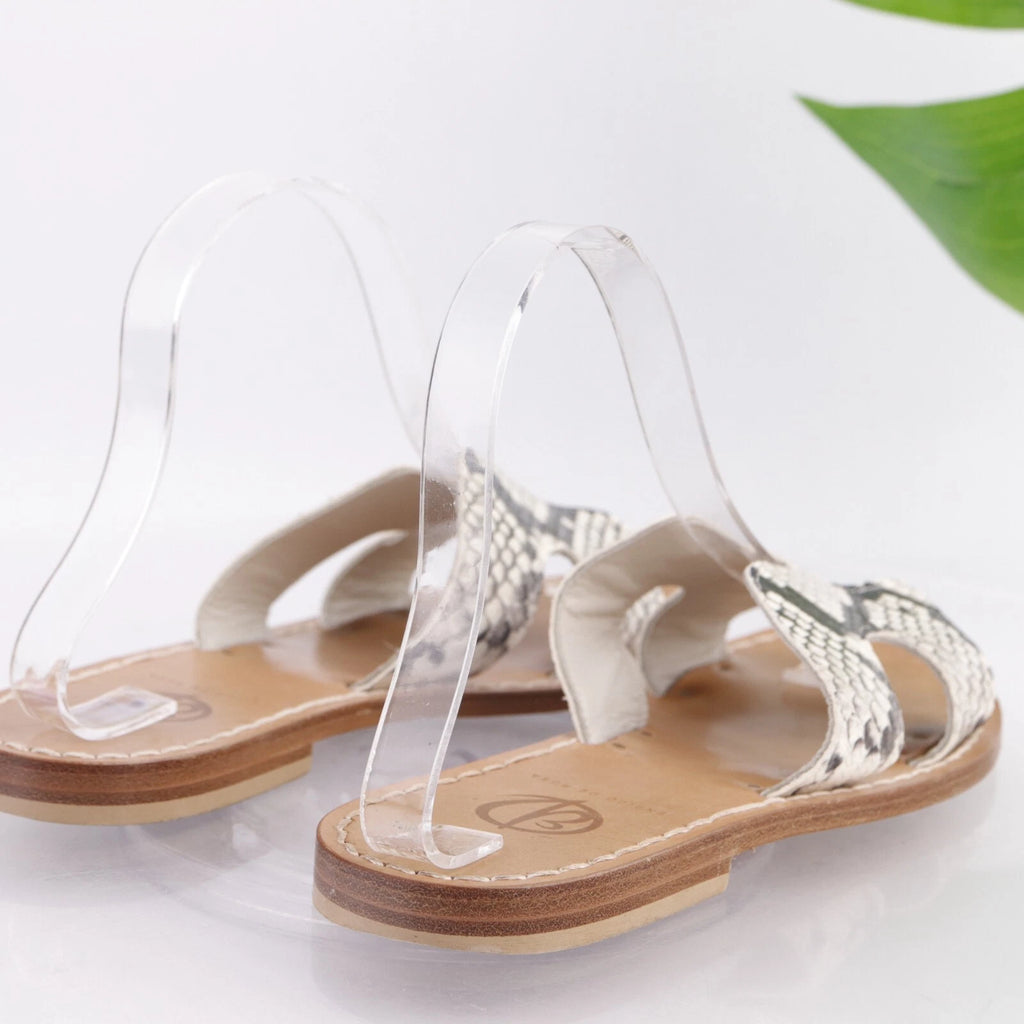 Enrico De Rosa Italy Women's Sandal Size 38 7 Snakeskin Slide Resort Hampton