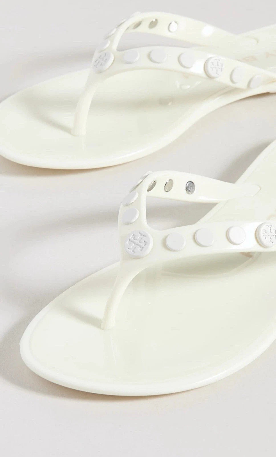 Tory Burch Studded Jelly Flip Flop Thong Sandal Ivory 8 $148 New In Box