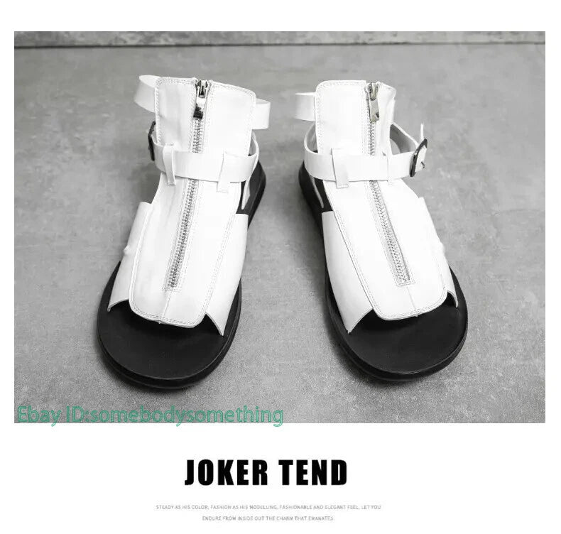 38-45 Mens Slingback Open Toe Buckle Sandals Flats Summer Roman Style PU Leather