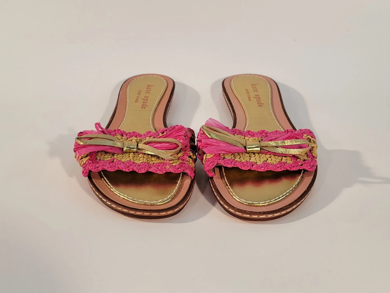Kate Spade New York Amelia Slide Sandals Size Womens 5 Youth Girl 3.5Y Pink Gold