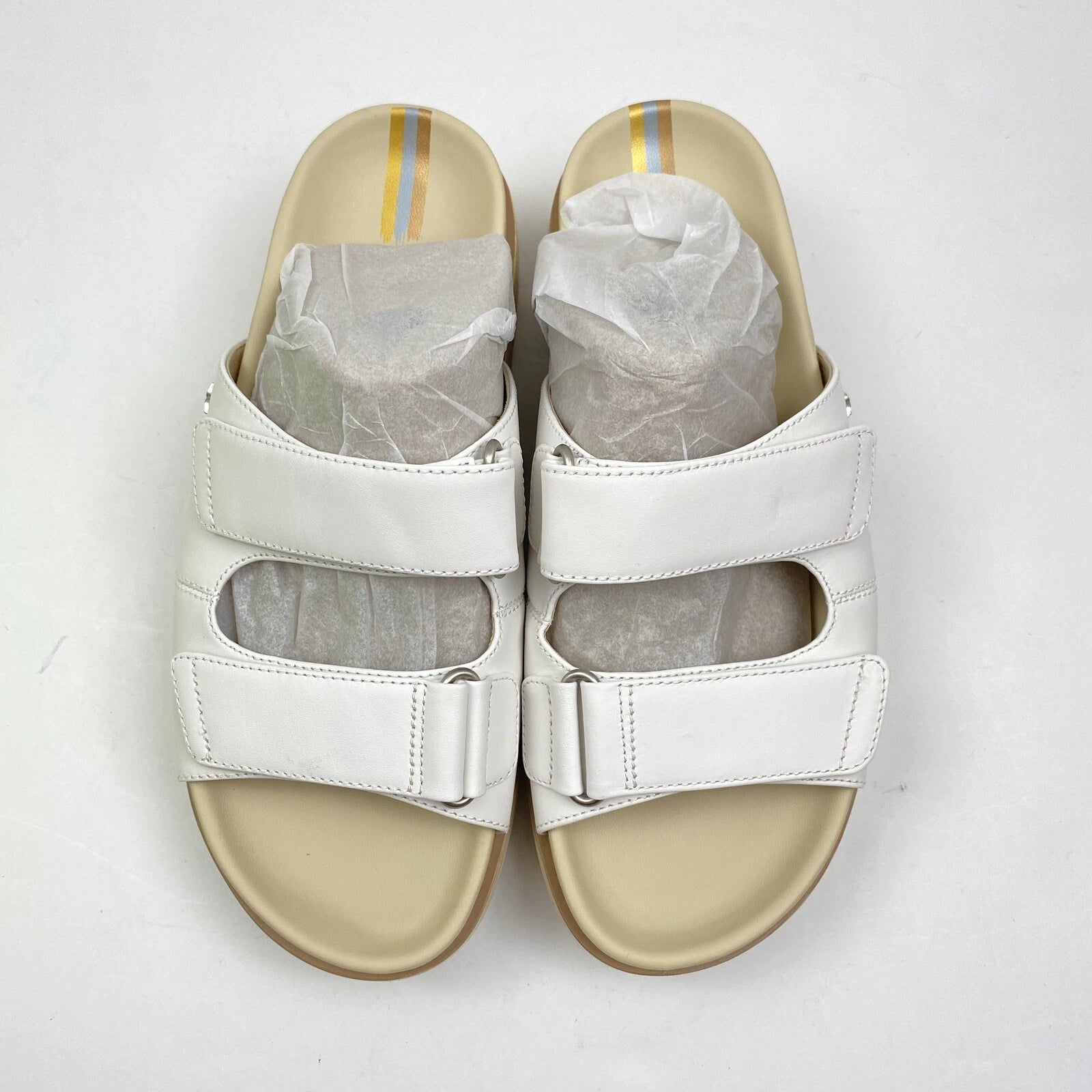 NIB Sam Edelman Women’s Eliana Sandals White Leather Lug Sole Slides 9 M