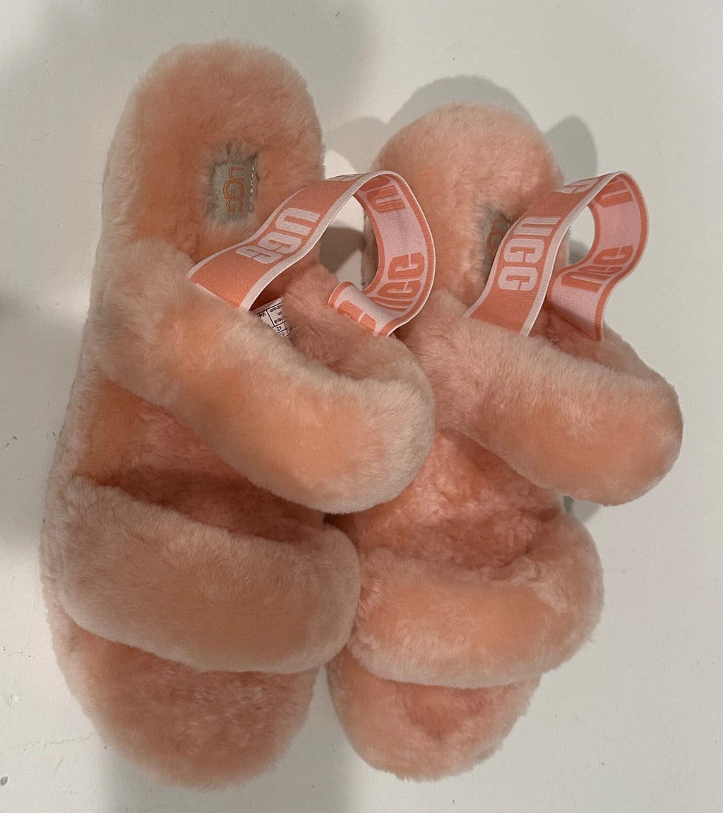 UGG Oh Yeah Fluff Slide Sandal – Sheepskin Comfort, Strappy Style – Size 11