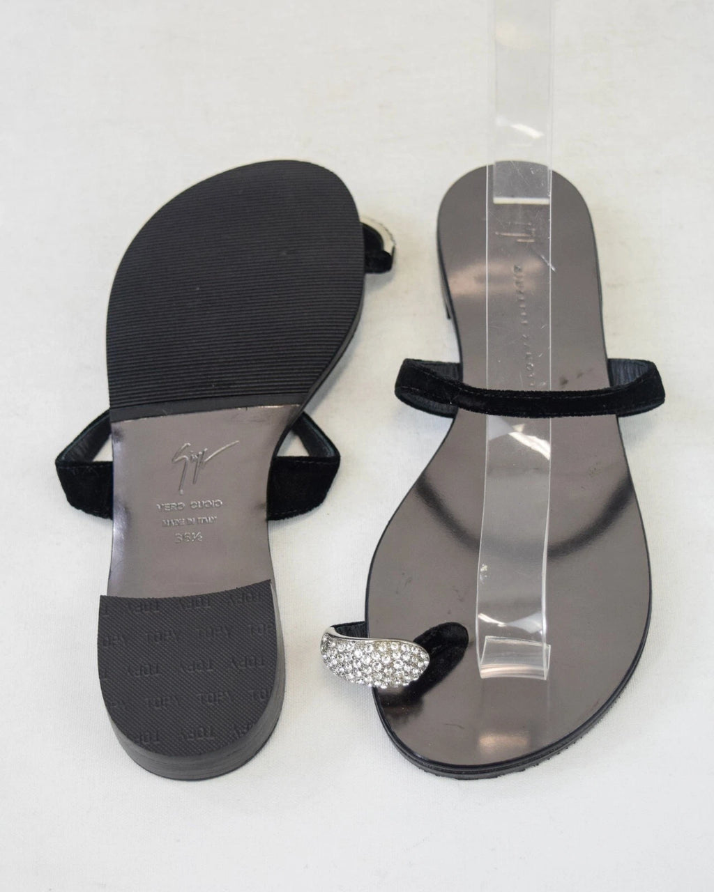 NEW GIUSEPPE ZANOTTI NuvoRock Ring Sandals 36.5 Black Crystal Embellished 6.5