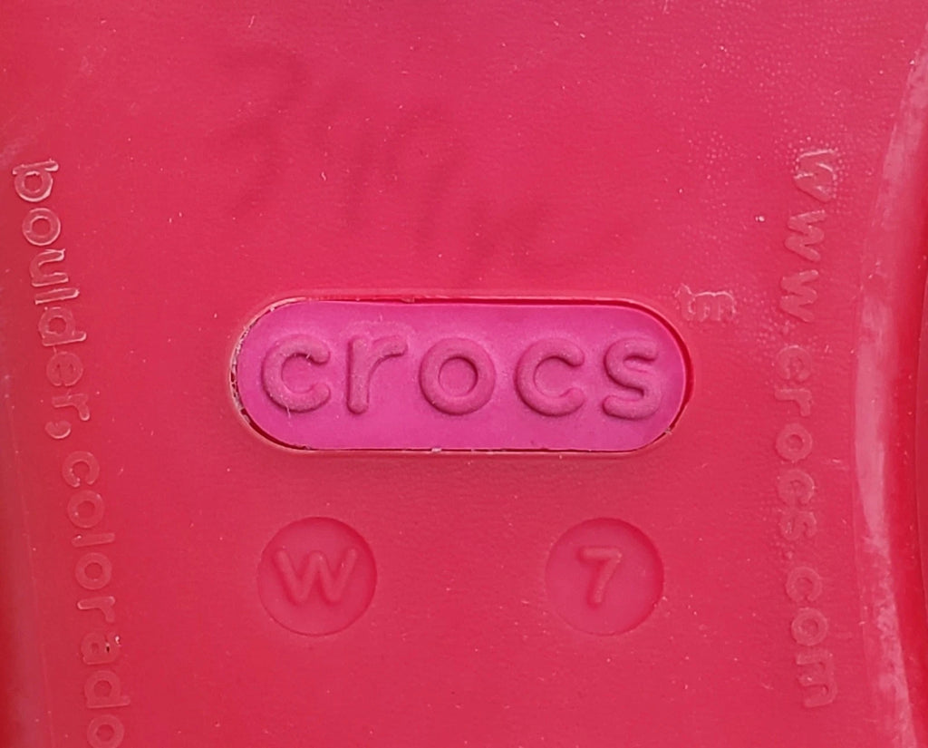 🐊CROCS●Sexi💋Serena●Flip Flop/ Thong/Slingback●Sz.7●Good/Clean Cond●HOT PINK💗