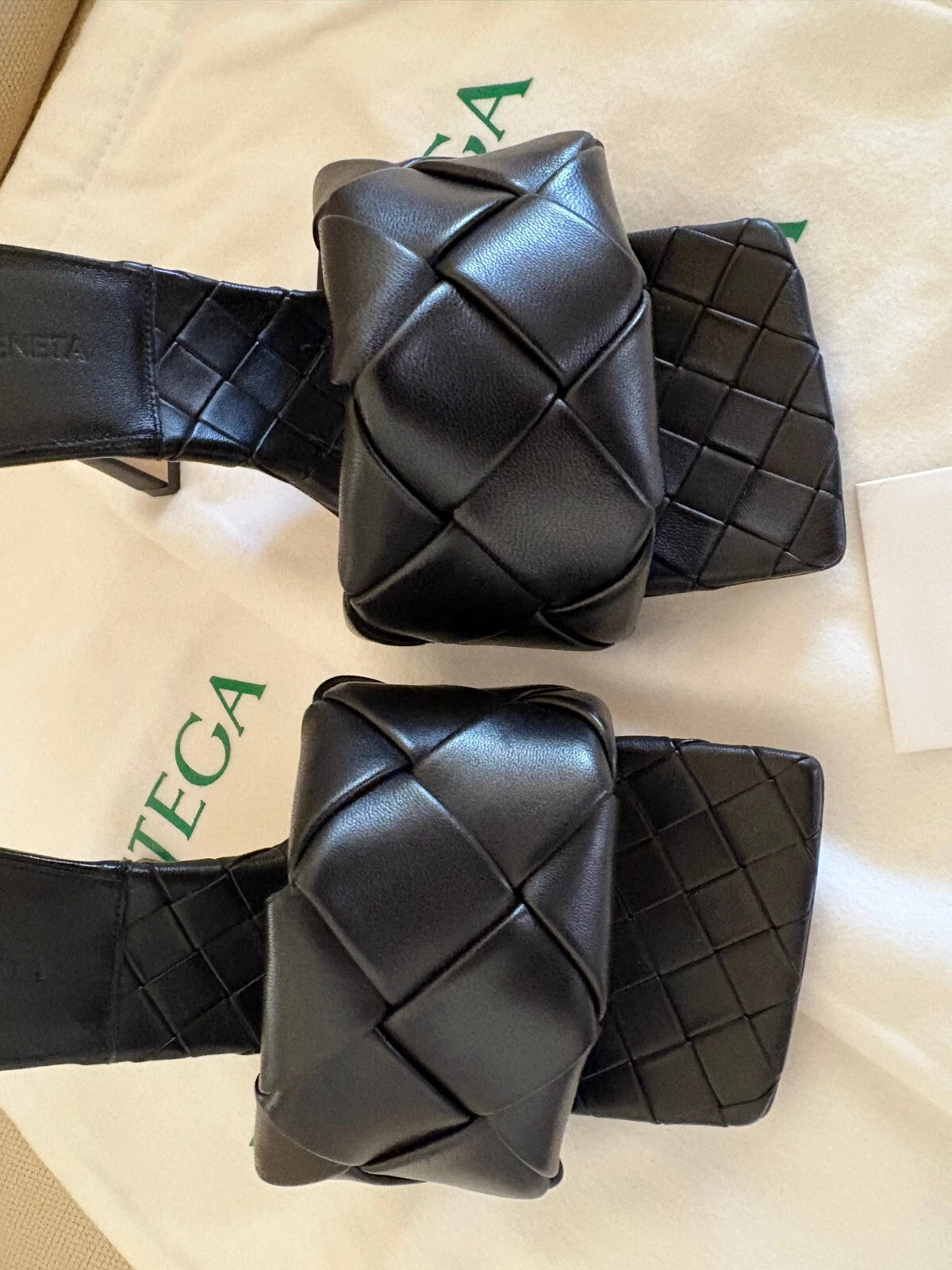 $1500 Bottega Veneta Lido Mule Slide Sandal Intrecciato Black Leather 90 Heel 38