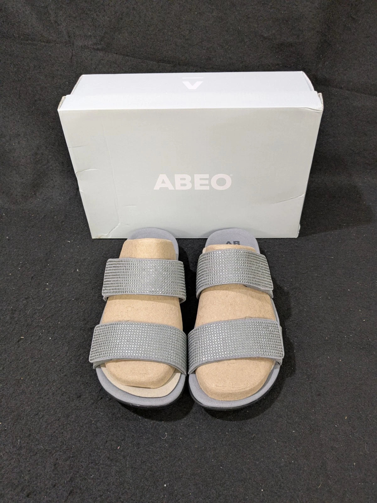 2 pair Abeo Barrie NIB Black/ Grey Tiny Stones Orthotic Sandals Sz 7.5