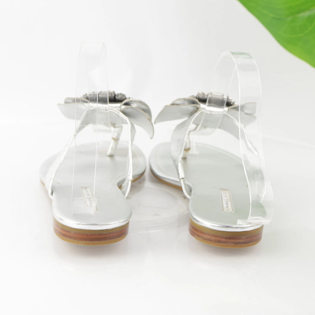 Vera Wang Lavender Women's Willa Sandal Size 7 Thong Slide Silver Big Rhinestone