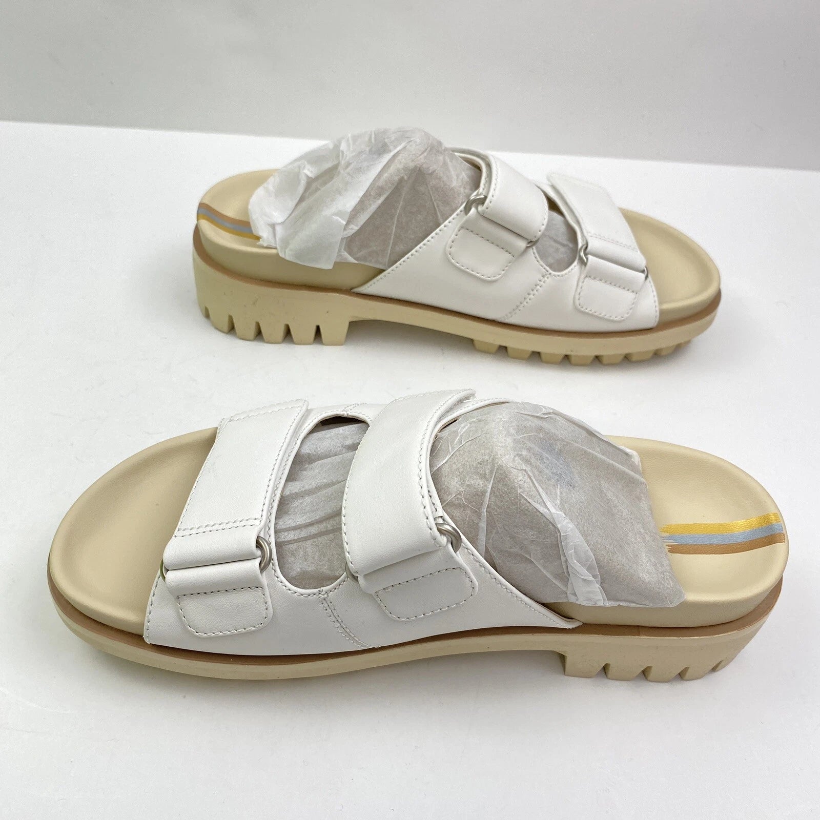 NIB Sam Edelman Women’s Eliana Sandals White Leather Lug Sole Slides 9 M