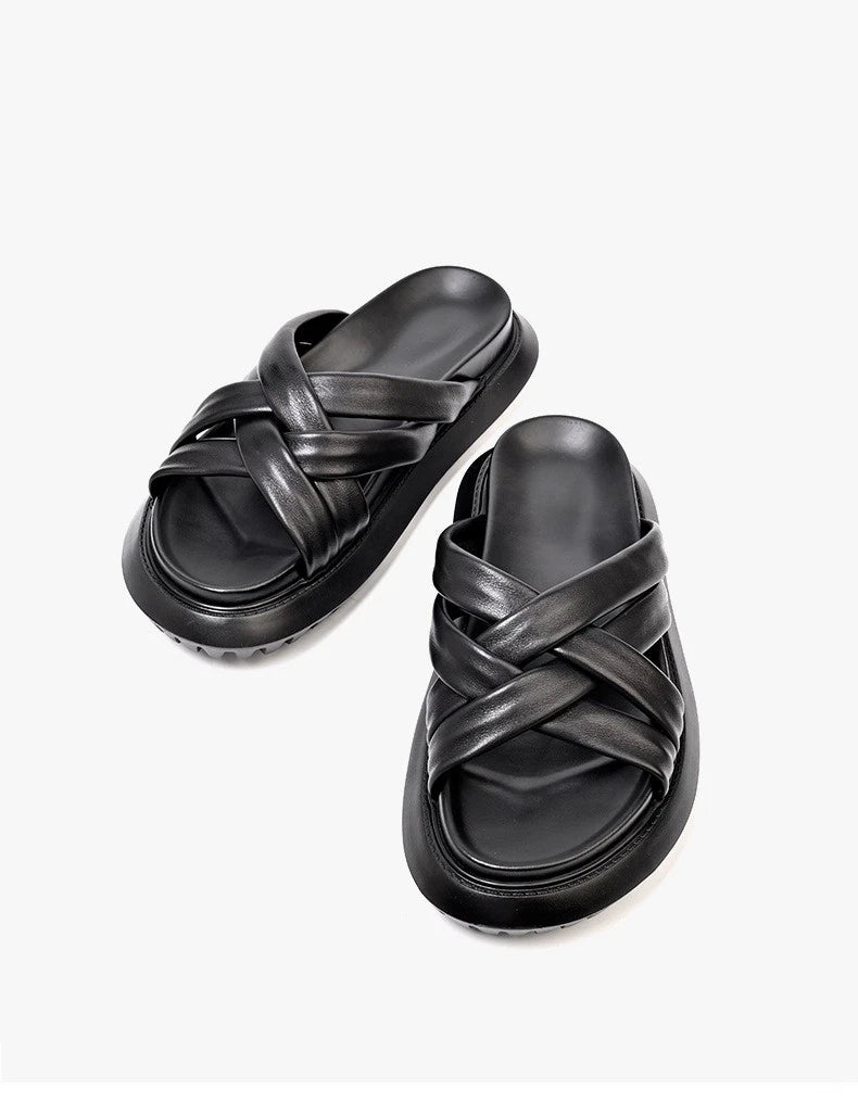 Roman Style Mens Open Toe Real Leather Cowhide Sandals Slippers Shoes Summer New