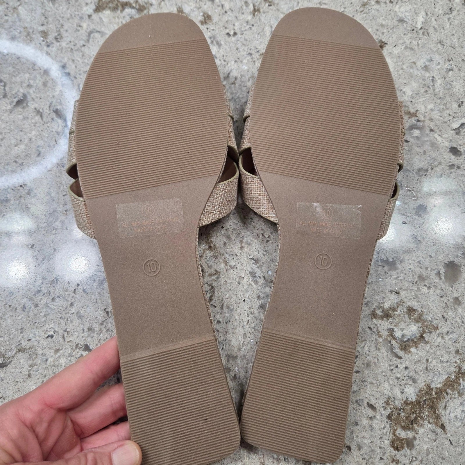 Olivia Jaymes Women's Nessa Raffia Suede Slides Sandals Beige Size 10 New