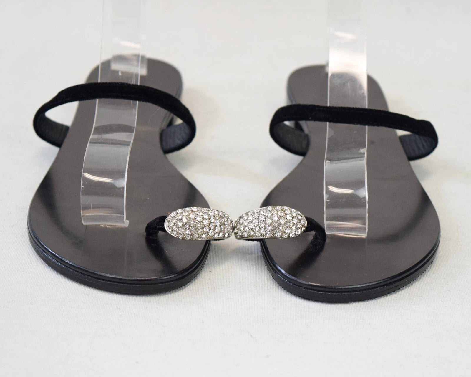 NEW GIUSEPPE ZANOTTI NuvoRock Ring Sandals 36.5 Black Crystal Embellished 6.5