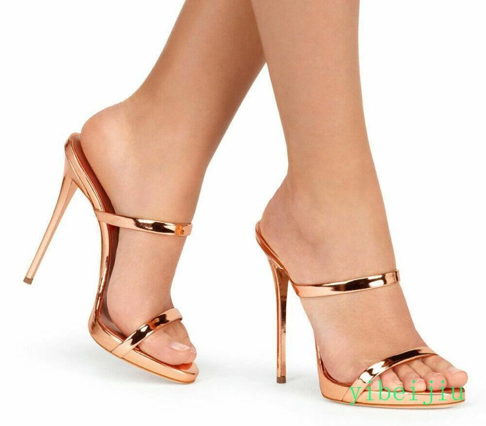 Women's High Heels Party Dress Slides Mules Summer Sandals Banquet Evening Shoes