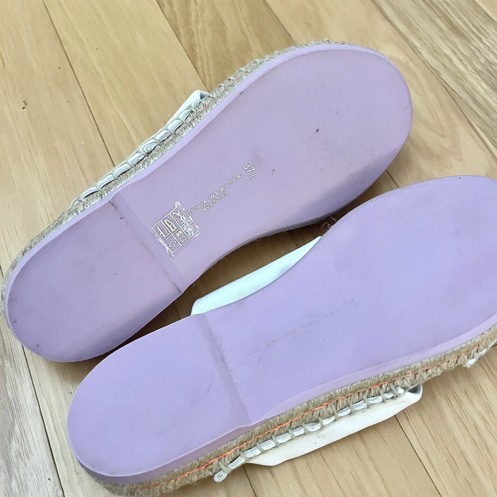 Sophia Webster 7.5 White Leather Twist Florita Espadrille Slides Flat Sandals