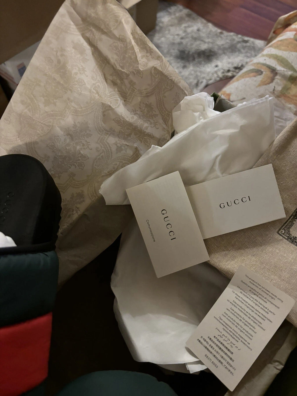 Gucci Puffer Nylon Slides Black/Red/Green Sandal Unisex  Size 39 US 8