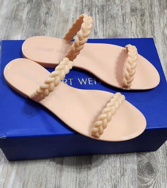 Stuart Weitzman Braida Sawyer Jelly Flat Slide Braided Sandals Size 8