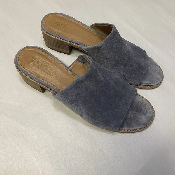 Frye Women’s Mule Sandals Size 10M Block Heel Leather Suede Y2K Style Blue