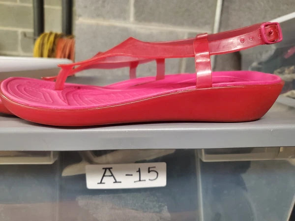 🐊CROCS●Sexi💋Serena●Flip Flop/ Thong/Slingback●Sz.7●Good/Clean Cond●HOT PINK💗