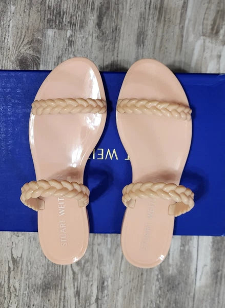 Stuart Weitzman Braida Sawyer Jelly Flat Slide Braided Sandals Size 8