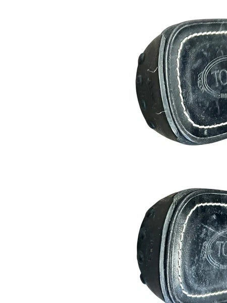 WOMEN'S TOD'S BLACK SUEDE THONGS FLIP FLOP SLIP ON SLIDES SANDALS GROMMET 8