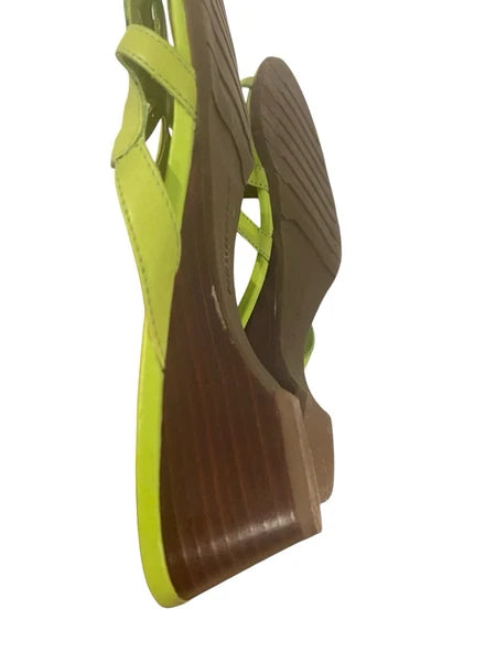 Naturalizer Womens Y2k Style Lime Green Leather Sandals Size 8.5 Kitten Heel