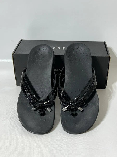 Vionic Bella Sandals Size 7 Black Orthopedic Comfort Flip Flops Thong Sandals