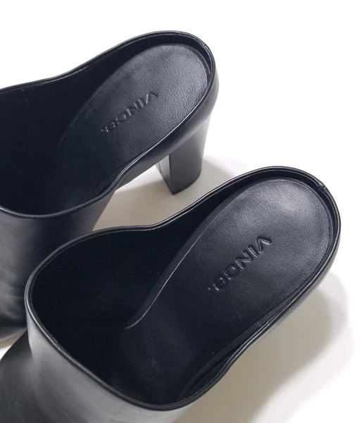 NIB Vince Alora Leather Block Heel Slide Sandal in Black Size 9 $295