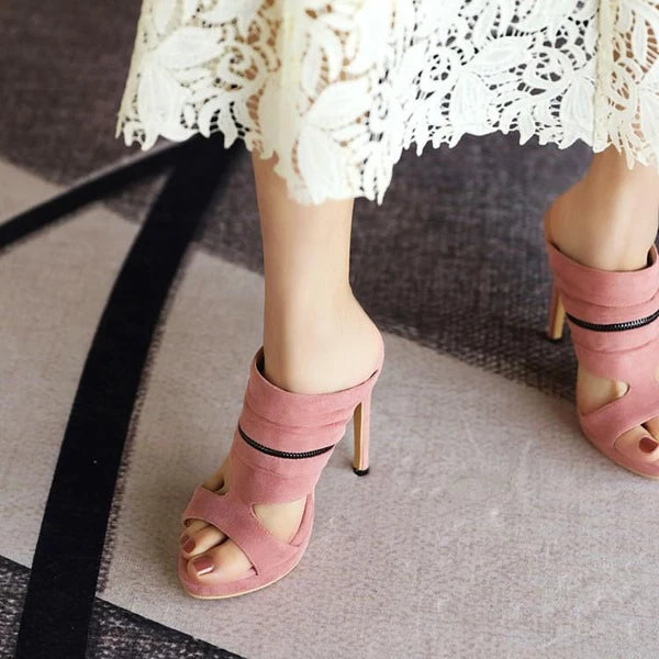 Lady Women's Formal Mules Slides Party Stiletto High Heel Sandals Shoes Open Toe