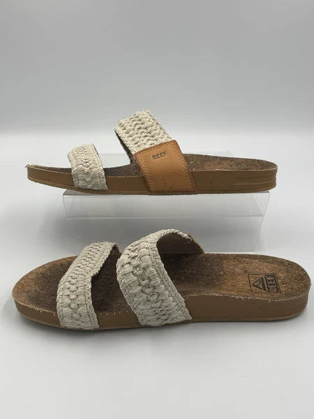 Reef Women's Cushion Vista Fashion Slide Sandal Size 8 White Strap Slip 38.5EU