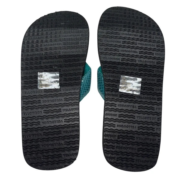 Yellow Box Flip Flops Teal Shiny Snakeskin Embossed Shimmer Wedge Sandal Faya