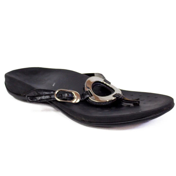 Vionic Karina Sandals Black Orthotic Slide Thong Style Slip-On Women's Size 7