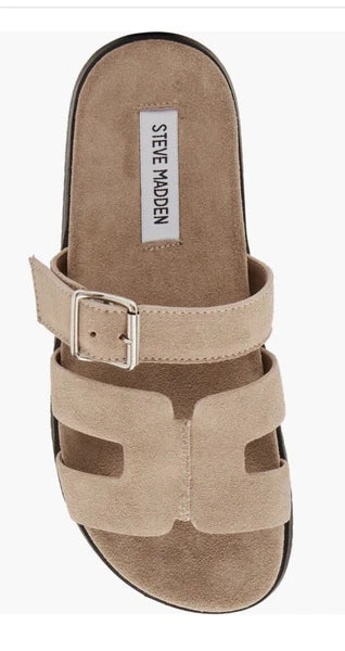 Steve Madden Mayven Suede Slide Sandals Taupe SIze 10