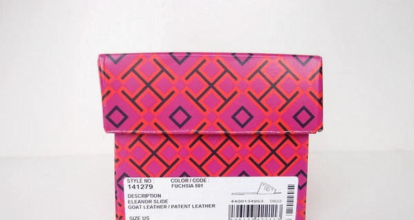 NIB Tory Burch Eleanor Slide Leather Sandal Fuchsia Pink US 9 AUTHENTIC