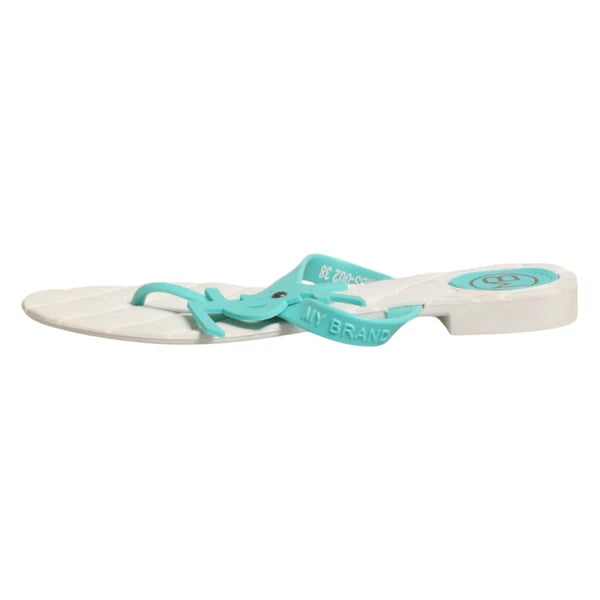 MYBRAND Shoes White Ink Green Rubber Logo Slippers Sandals EU38 / US7.5 100usd