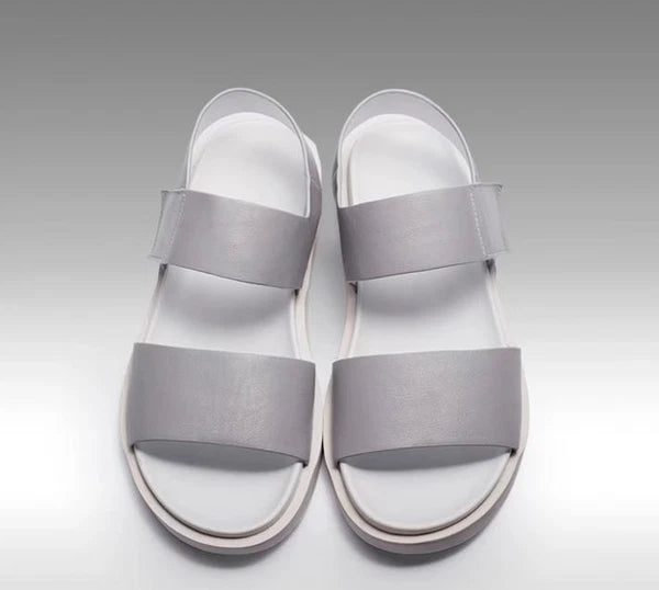 Mens Real Leather Gladiator Sandals Open Toe Beach Shoes Non-slip Flats Summer