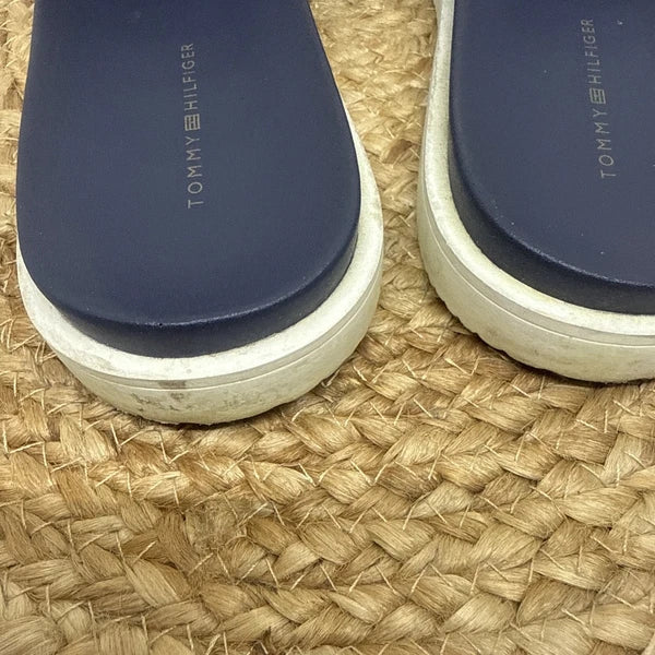 Tommy Hilfiger Blue & Red 'Souli' Slide Sandals Women's Size 9.5 In