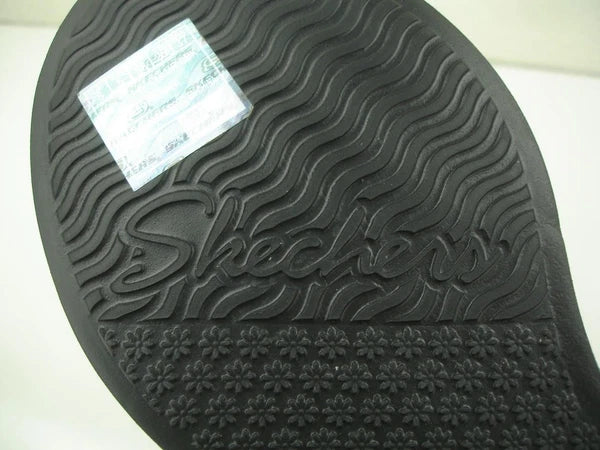 Women's 8 M Skechers Rumble On Sassy Dayz Sandals 119147 Black Wedge Heel Beaded