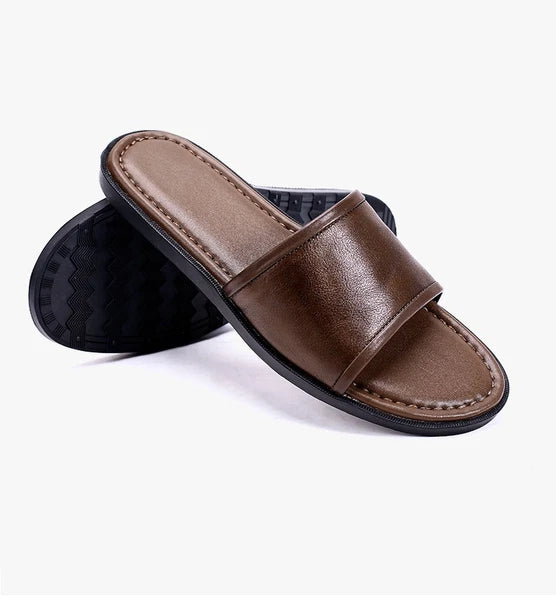 Roman Style Mens Open Toe Sandal Slippers Real Leather Flat Shoes Summer Outdoor