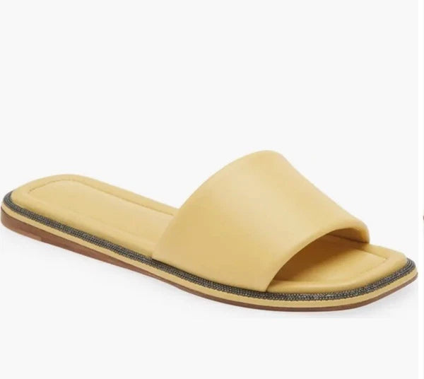 NEW BRUNELLO CUCINELLI Monili Trim Slide Sandal  Sz 7.5 US 37.5 EU $695