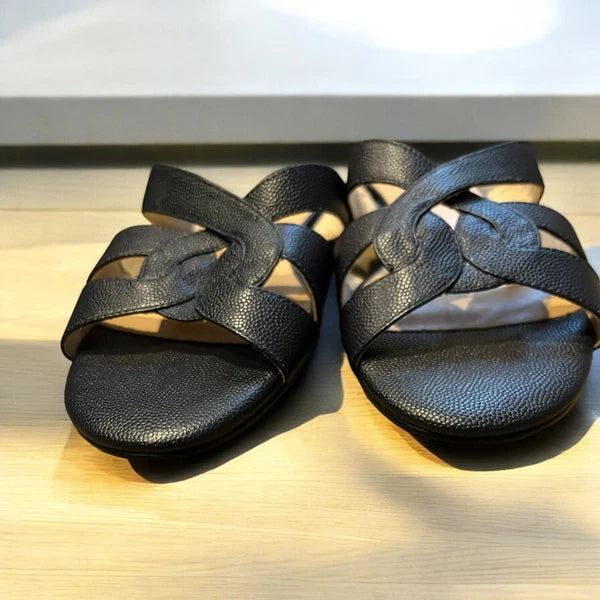 vaneli Brig leather sandals shoes navy blue Women size 6.5 NEW