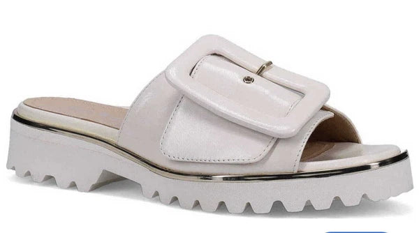 Women's Ron White Candra Napa Gray Leather Slide Sandals Size 9 US /40 EU $398