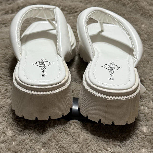 Sole Mates White SlipOnPlatform Wedge Flip Flop Thong Sandals Womens Sz 10- NEW