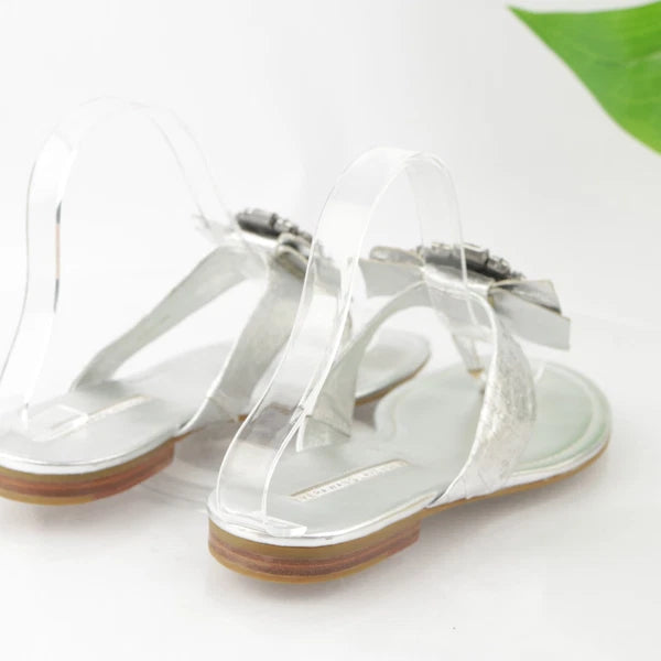 Vera Wang Lavender Women's Willa Sandal Size 7 Thong Slide Silver Big Rhinestone