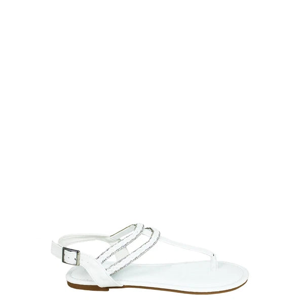 Fifth & Luxe Women Rhinestone Braided T-Strap Flat Medium Width Sandals, Size 9