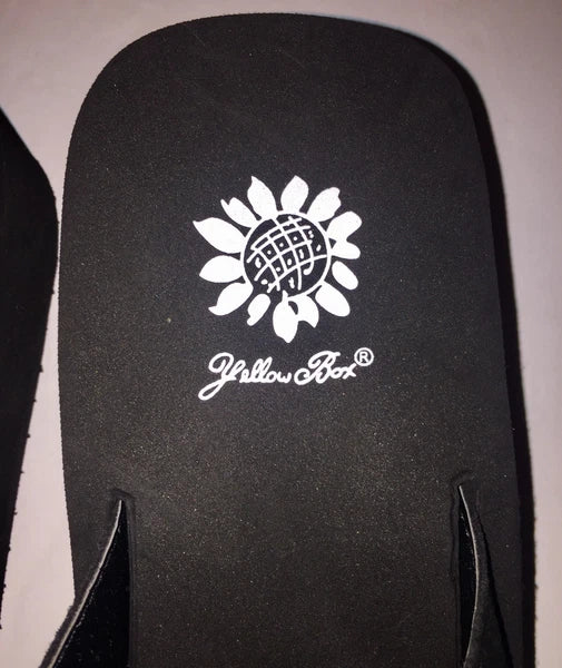 Yellow Box Flip Flops Sandals Women's Touch Wedge Pearl Jeweled Blue Black NWT