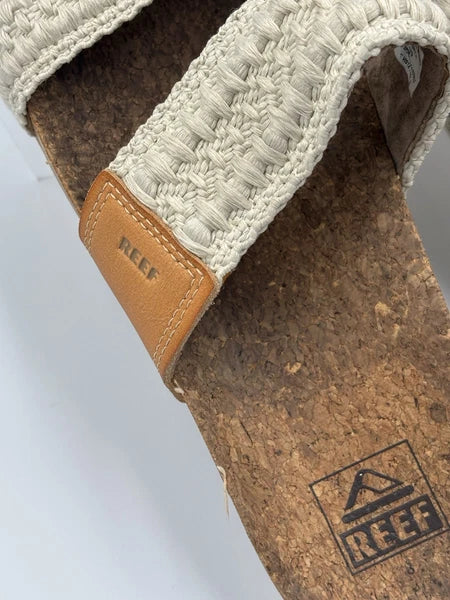 Reef Women's Cushion Vista Fashion Slide Sandal Size 8 White Strap Slip 38.5EU