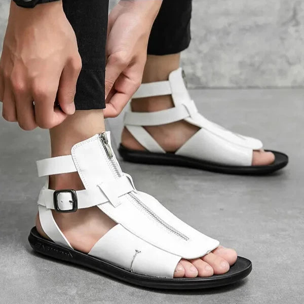 38-45 Mens Slingback Open Toe Buckle Sandals Flats Summer Roman Style PU Leather