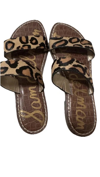 Sam Edelman Gala Slide Sandal Women Size 6.5 Dual Straps Leopard Animal Print