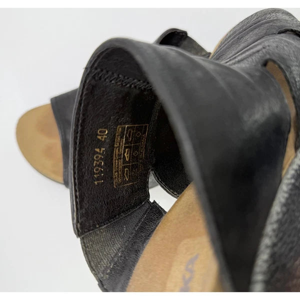 Romika Black Leather Wedge Sandals Slides Casual Comfort Summer Womens Size 40