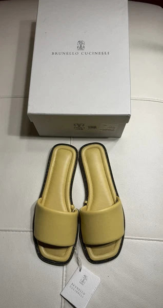 NEW BRUNELLO CUCINELLI Monili Trim Slide Sandal  Sz 7.5 US 37.5 EU $695